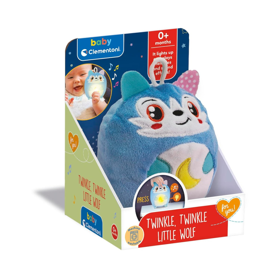 Clementoni Baby Lupetto Luce Notturna con Melodie e Suoni Bianchi