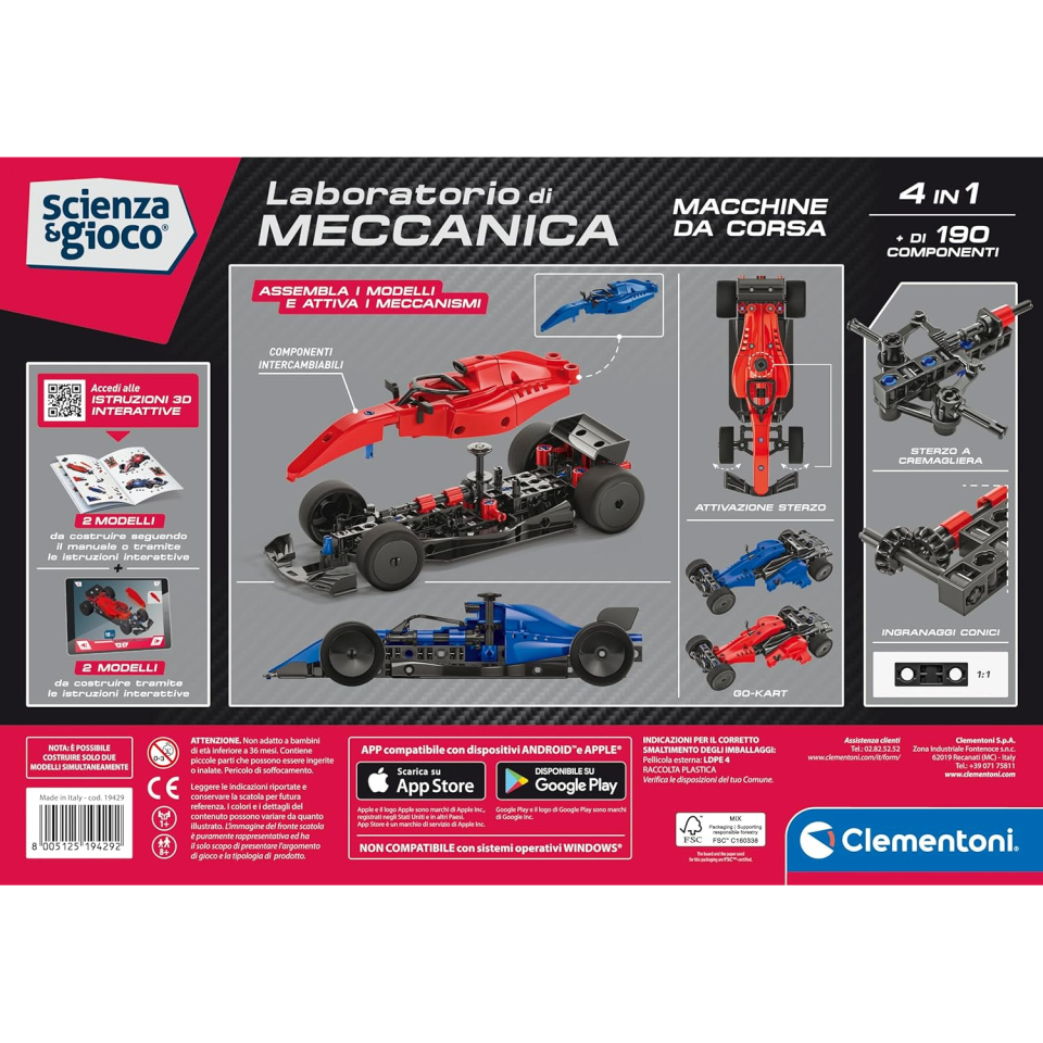 Clementoni Laboratorio di Meccanica – Macchine da Corsa 2 in 1