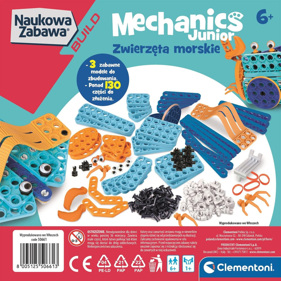 Clementoni Mechanics Junior Animali Marini - Set Costruzioni 130+ Pezzi