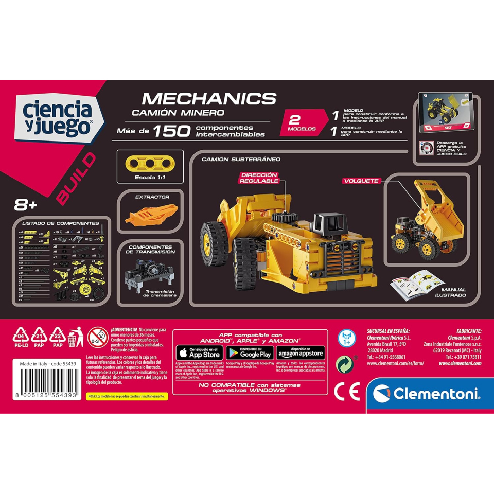 Clementoni Mechanics Lab Camion Minerario – Set Costruzioni con App