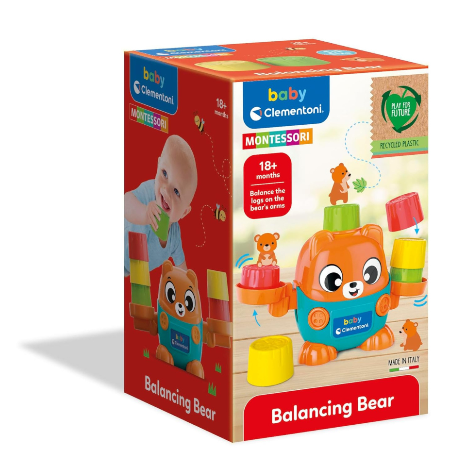 Clementoni Baby Montessori Orsetto Bilancia con Tronchetti Colorati