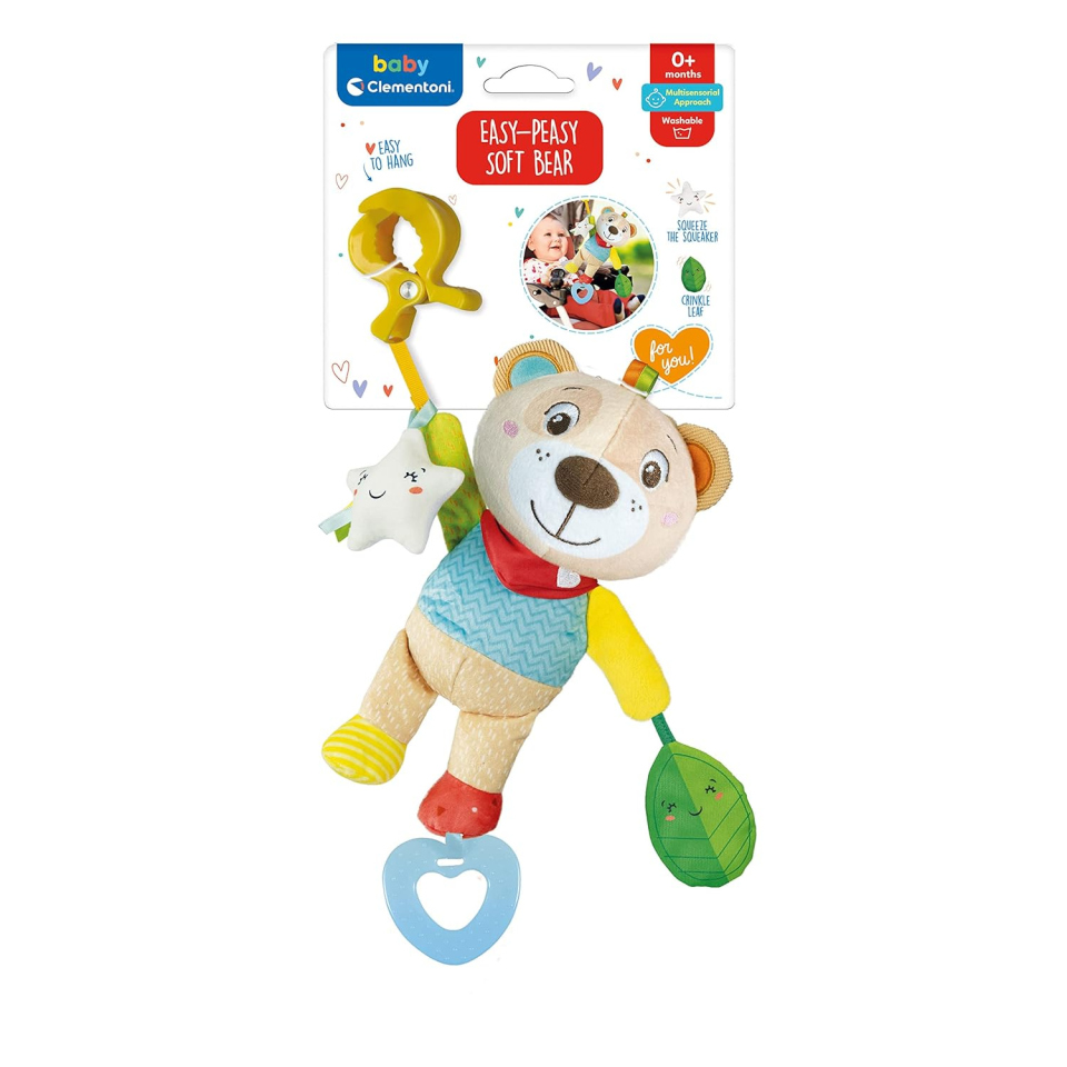 Clementoni Easy-Peasy Orsetto Sonaglino Morbido per Neonati