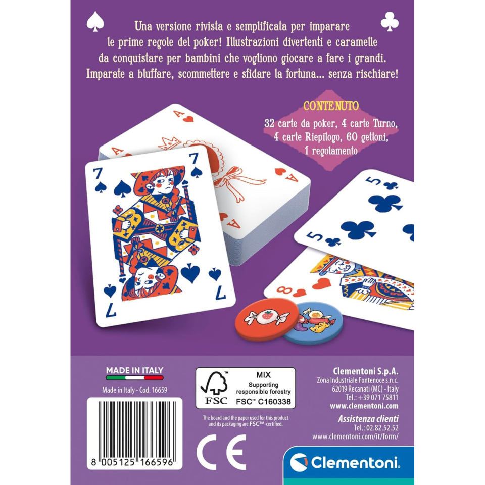 Clementoni Pokerino – Gioco di Carte Poker Semplificato per Bambini