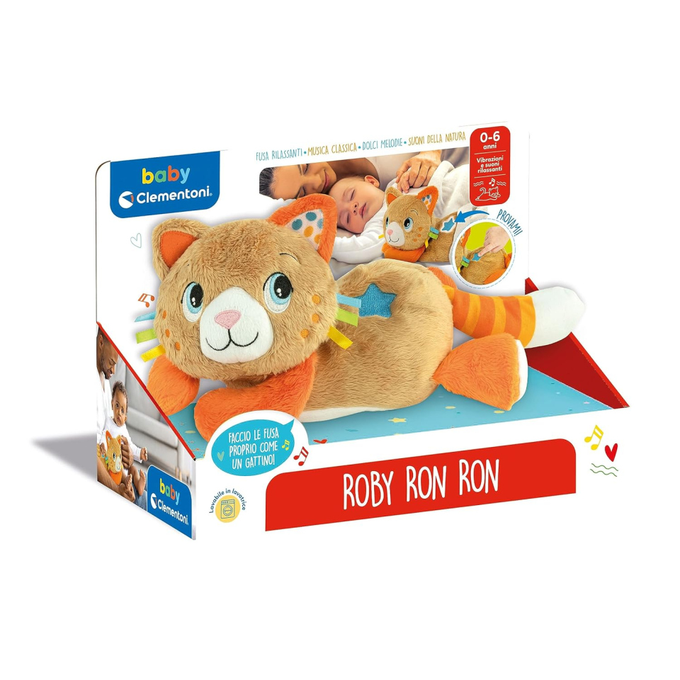 Clementoni Roby Ron Ron – Gatto Peluche Interattivo con Fusa e Melodie