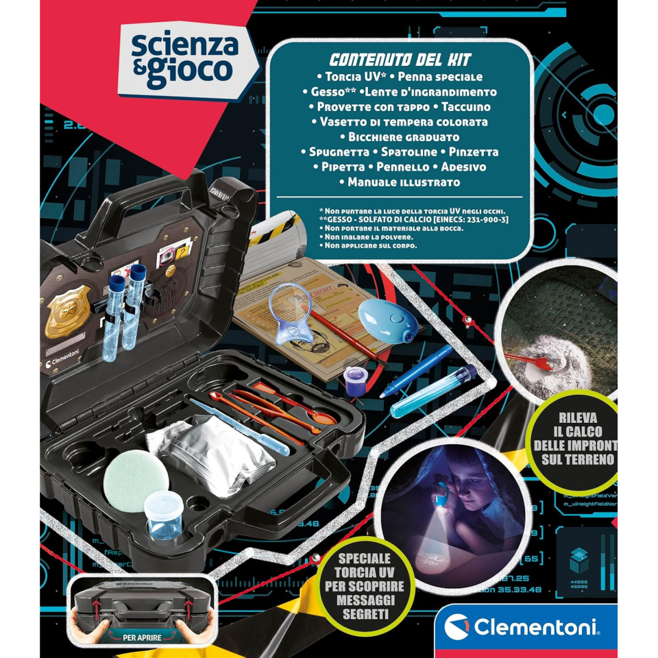 Clementoni Valigetta del Detective – Kit Scienza Forense 8+