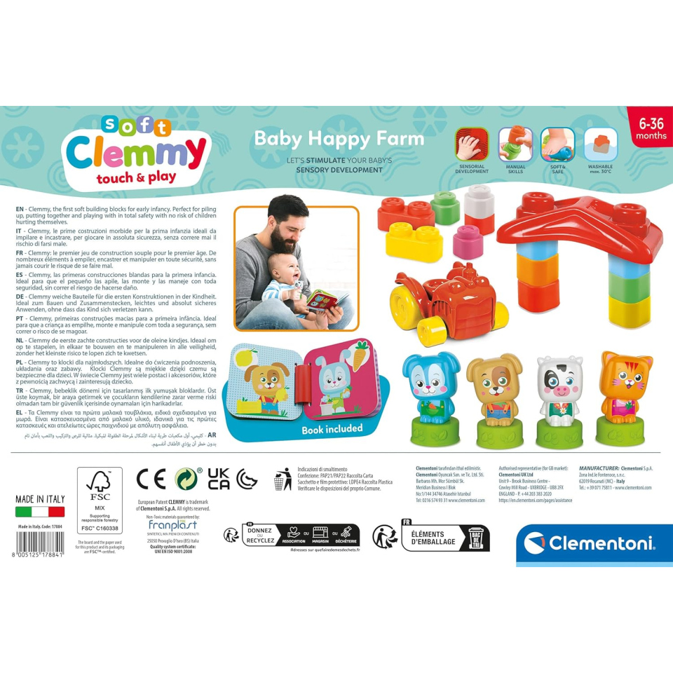 Clementoni Soft Clemmy Baby Happy Farm – Fattoria Sensoriale 6-36 Mesi