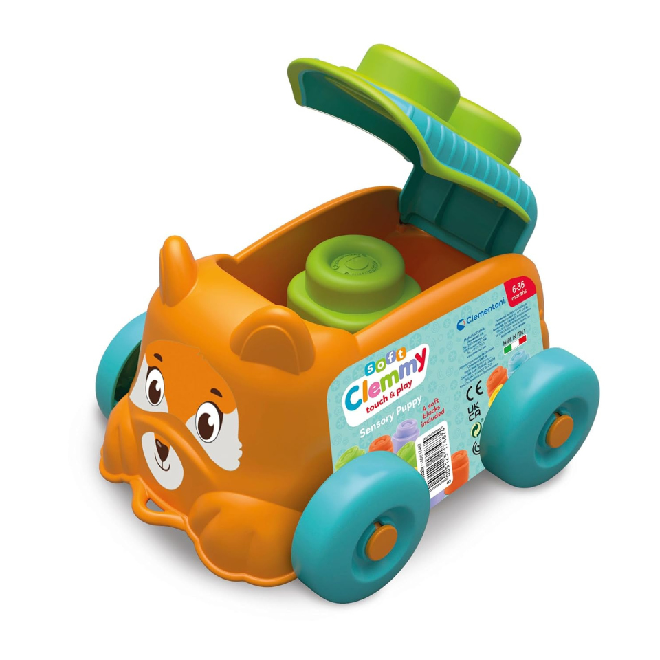 Clementoni Soft Clemmy Sensory Puppy – Cesto Volpe con Mattoncini Morbidi 6-36 Mesi