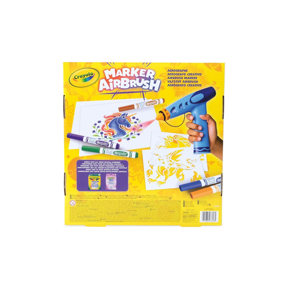Crayola Marker Airbrush, aerografo con 8 pennarelli lavabili