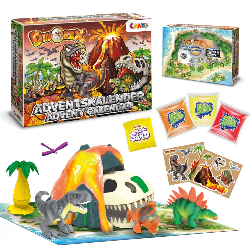 CRAZE Calendario Avvento Dinosauri – Playset DinoRex con 24 Sorprese