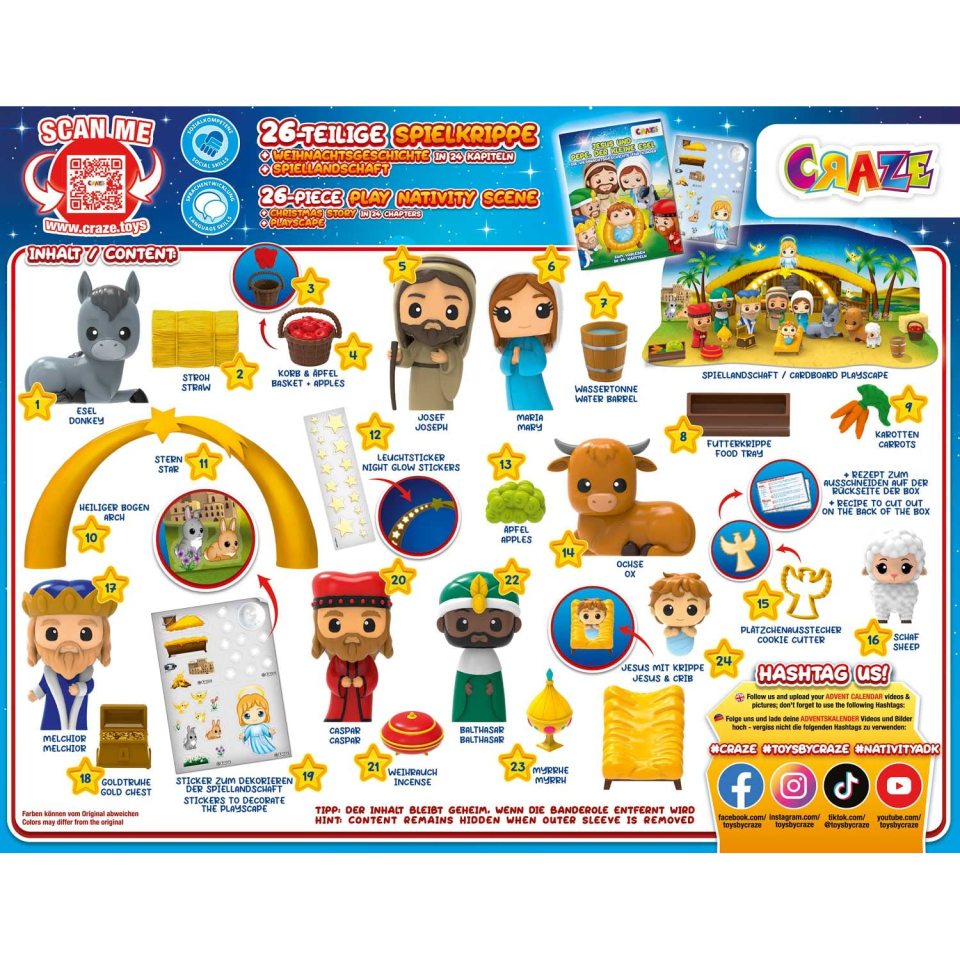 CRAZE Calendario Avvento Presepe con 24 Figure 3D