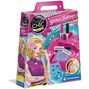 Clementoni Crazy Chic Glitter Tattoo – Kit Tatuaggi Temporanei Glitterati
