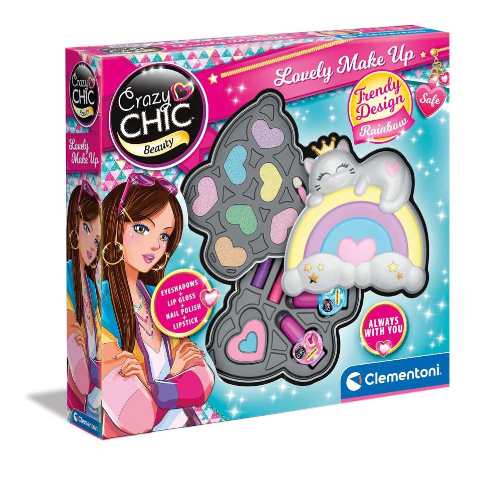 Clementoni Crazy Chic Lovely Make Up Rainbow – Cofanetto Trucchi Arcobaleno 6+