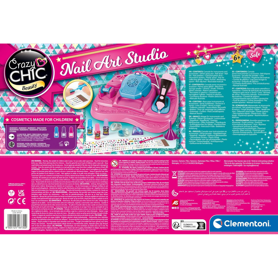Clementoni Crazy Chic Nail Art Studio – Kit Manicure Creativa 6+