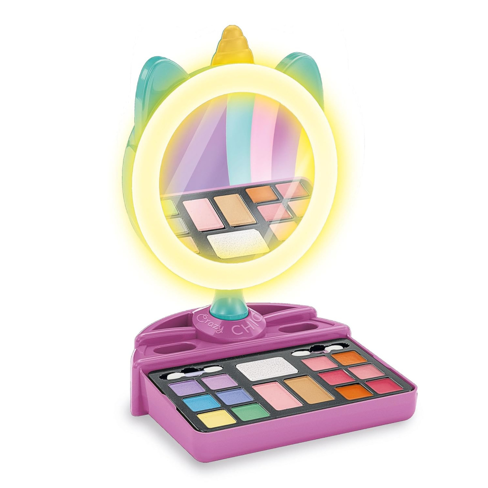 Clementoni Crazy Chic Make-up Unicorn Mirror – Trousse Trucchi Lavabili con Ring Light