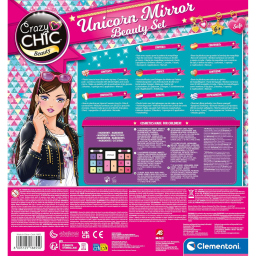 Clementoni Crazy Chic Make-up Unicorn Mirror – Trousse Trucchi Lavabili con Ring Light