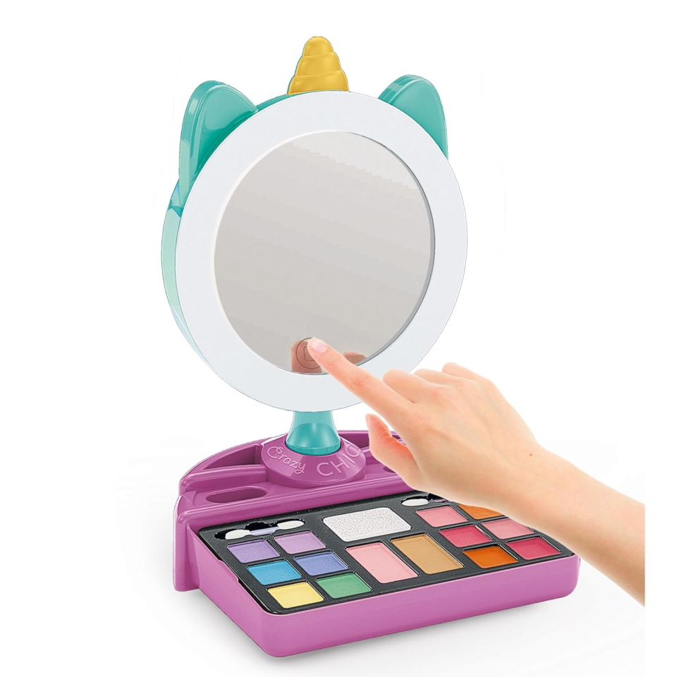 Clementoni Crazy Chic Make-up Unicorn Mirror – Trousse Trucchi Lavabili con Ring Light