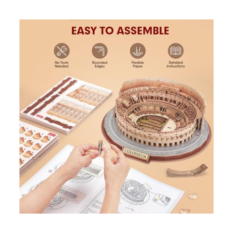 CubicFun Puzzle 3D Colosseo – Kit Costruzione 163 Pezzi con Libretto National Geographic