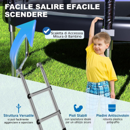 Devoko trampolino elastico da giardino con rete e scaletta