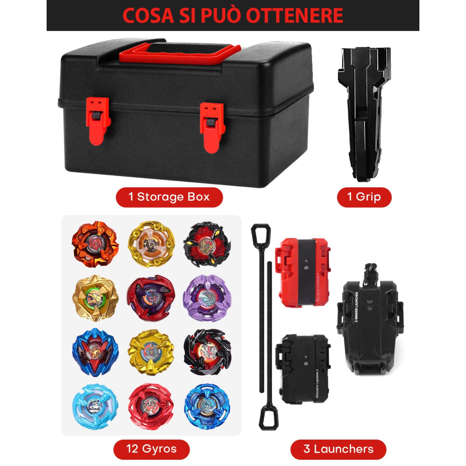 DEZAWRTY set trottole da battaglia con 12 trottole