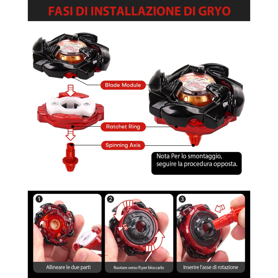 DEZAWRTY set trottole da battaglia con 12 trottole