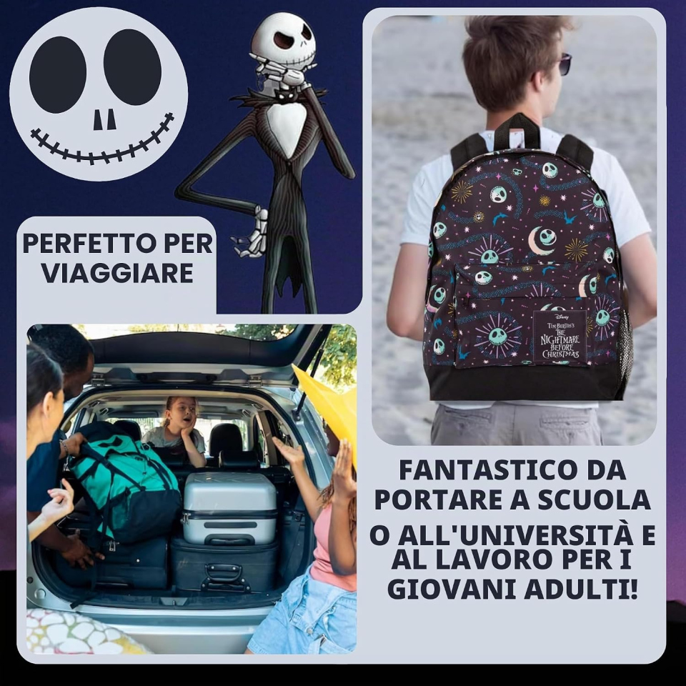 Disney Nightmare Before Christmas zaino nero capiente