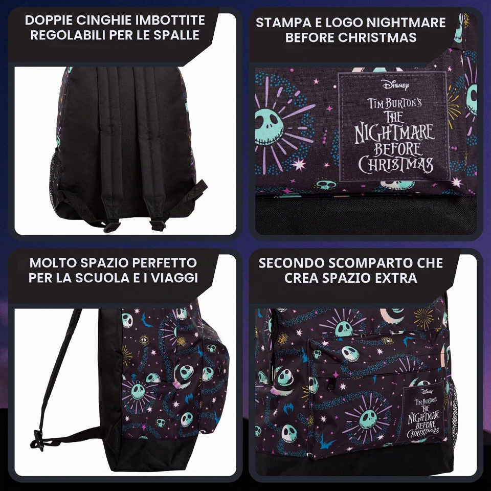Disney Nightmare Before Christmas zaino nero capiente
