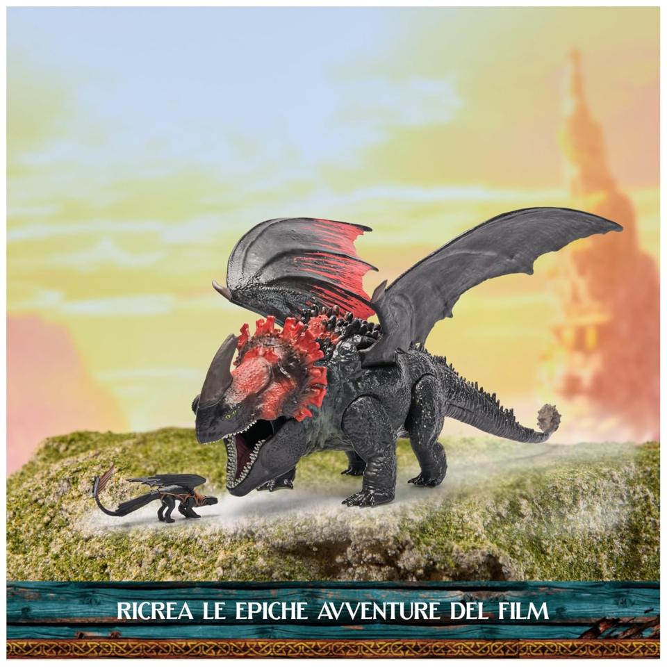 DreamWorks Dragons drago Morte Rossa con mini Sdentato