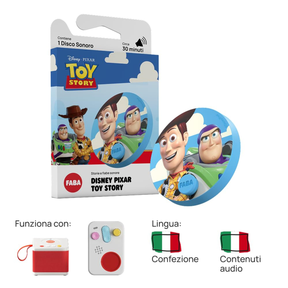 FABA disco sonoro Toy Story, audiostoria Disney