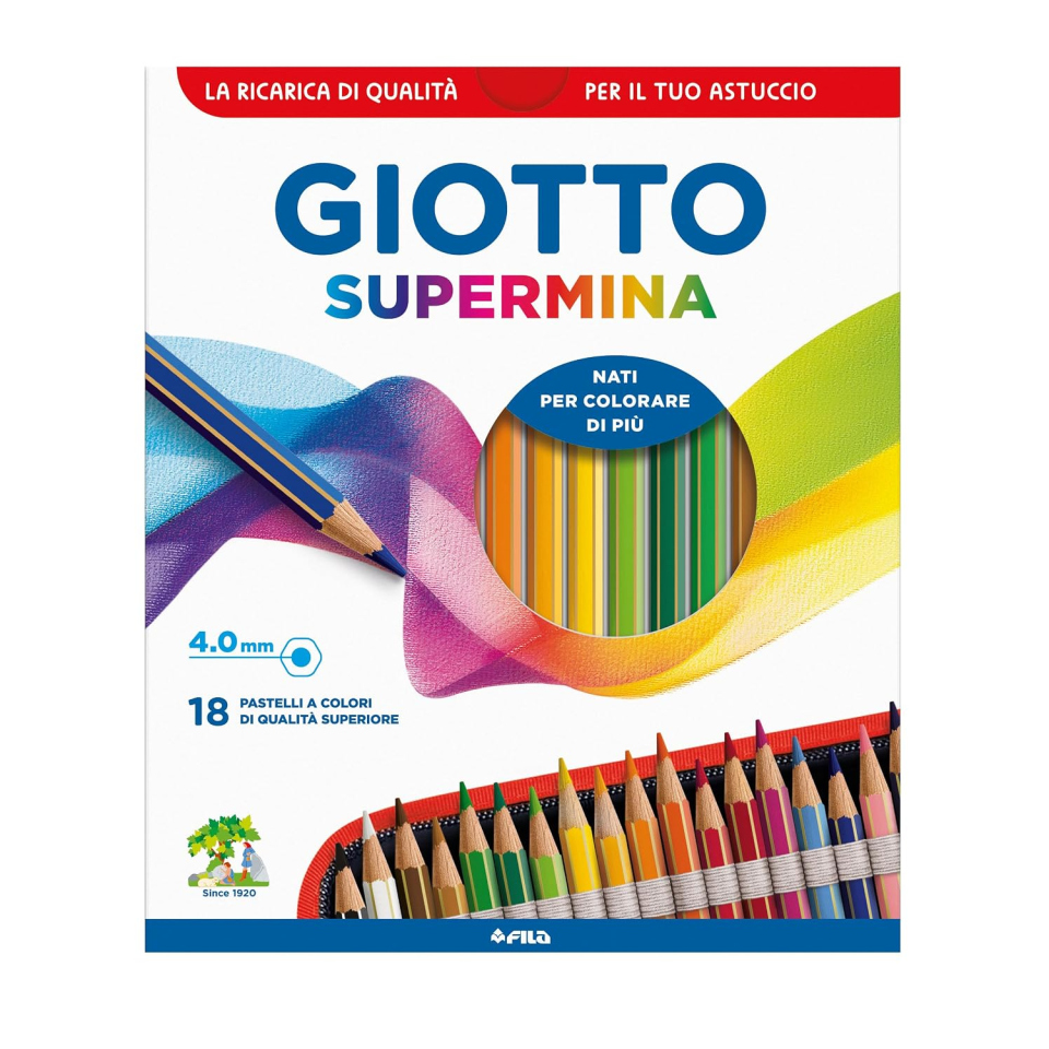Giotto Supermina pastelli colorati, confezione da 18
