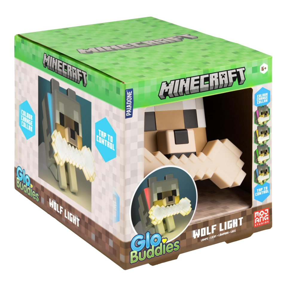 Paladone GloBuddies Lupo Minecraft – Luce Notturna LED Cambia Colore
