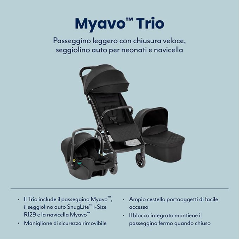 Graco Myavo trio passeggino leggero Midnight