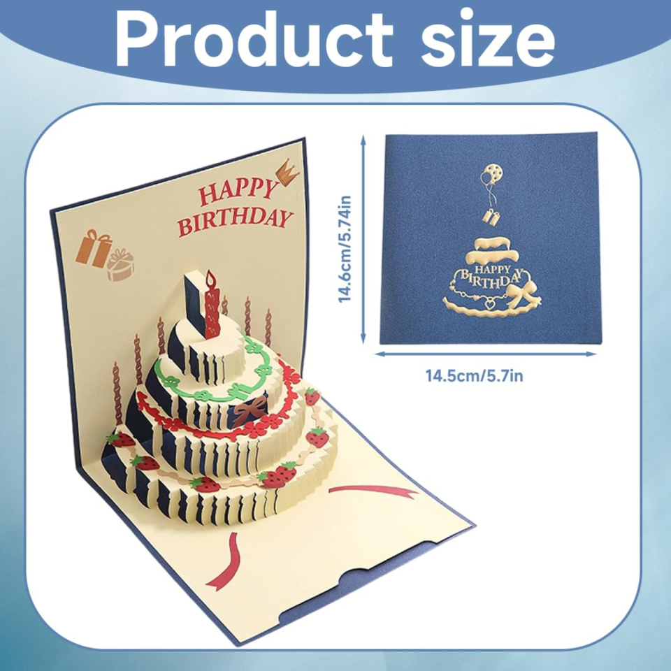 GXGM biglietto compleanno pop-up 3D con torta e busta