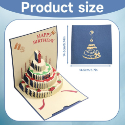 GXGM biglietto compleanno pop-up 3D con torta e busta