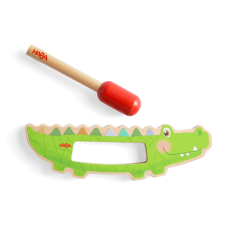 HABA Coccodrillo Guiro – Strumento Musicale in Legno per Bambini