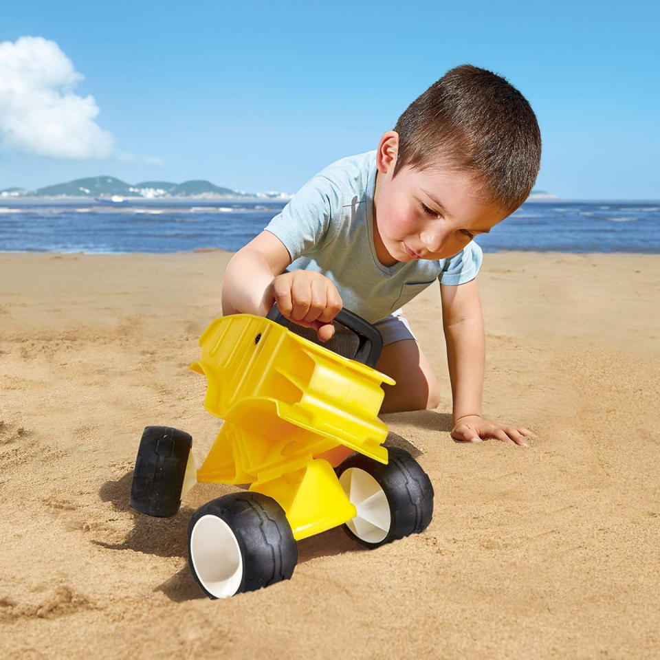 Hape Autocarro Giallo Ribaltabile - Camion Spiaggia dai 12 Mesi