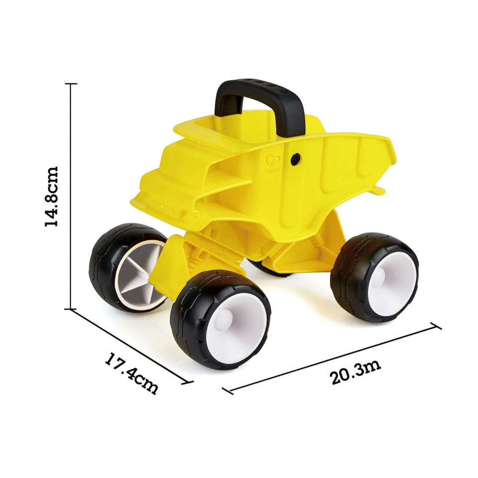 Hape Autocarro Giallo Ribaltabile - Camion Spiaggia dai 12 Mesi