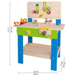 Hape Banco da Lavoro in Legno 35 Pezzi – Gioco Educativo dai 3 Anni