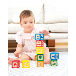 Hape Blocchi Impilabili in Legno – Set 10 Pezzi con Bordi in Silicone