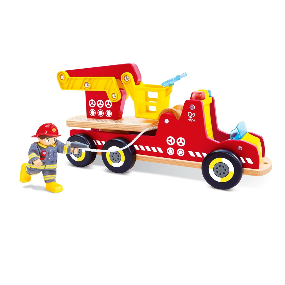 Hape Camion dei Pompieri in Legno con Luci e Sirena