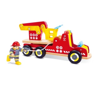 Hape Camion dei Pompieri in Legno con Luci e Sirena