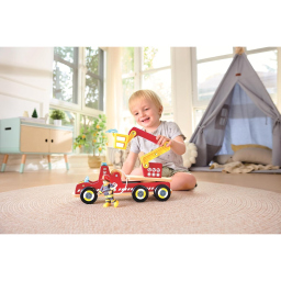 Hape Camion dei Pompieri in Legno con Luci e Sirena