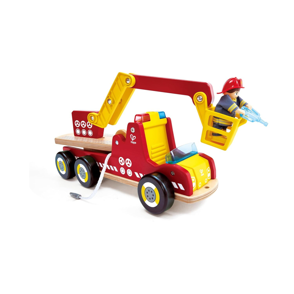 Hape Camion dei Pompieri in Legno con Luci e Sirena