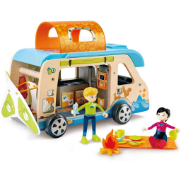 Hape Camper Avventura Trasformabile con Bambole e Accessori
