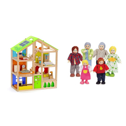Hape Casa 4 Stagioni Arredata con Famiglia di Bambole in Legno