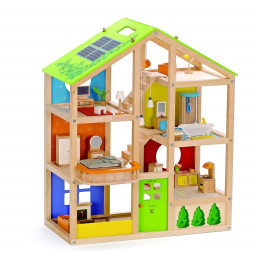 Hape Casa 4 Stagioni Arredata con Famiglia di Bambole in Legno