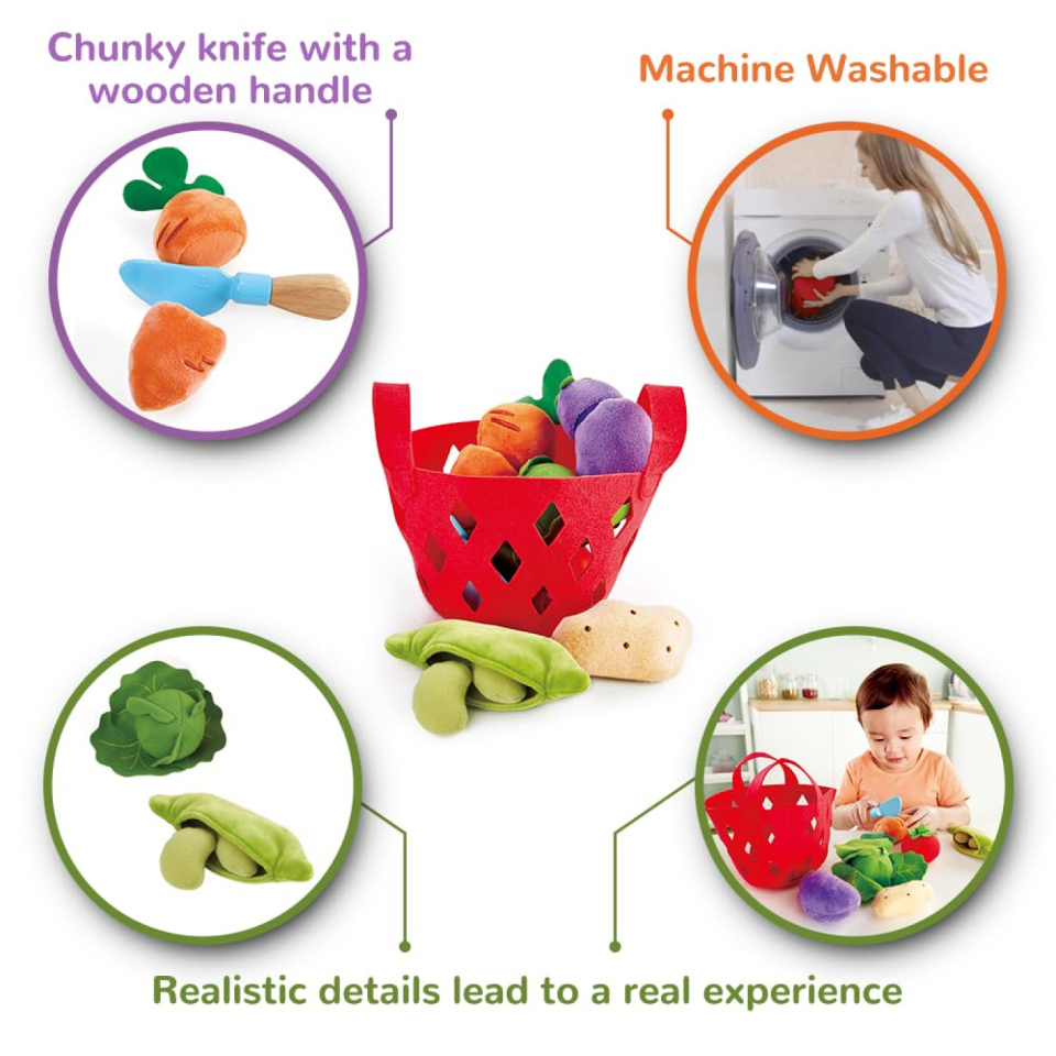 Hape Cesto di Verdure in Feltro – Set Taglio con Velcro dai 18 Mesi
