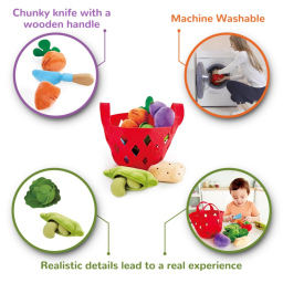 Hape Cesto di Verdure in Feltro – Set Taglio con Velcro dai 18 Mesi