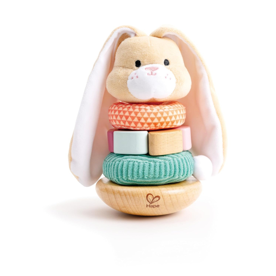 Hape Coniglietto Impilabile in Legno e Tessuto dai 10 Mesi