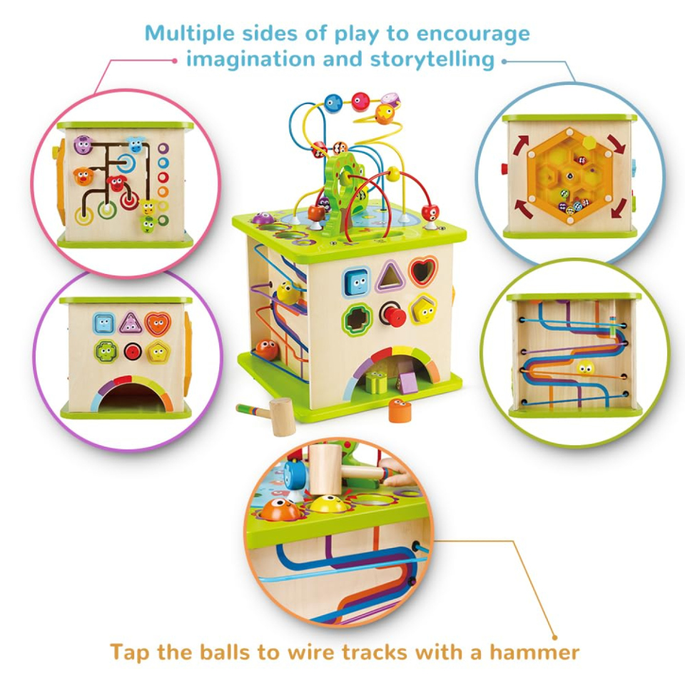 Hape Cubo Multiattività in Legno 5 Lati per Bambini