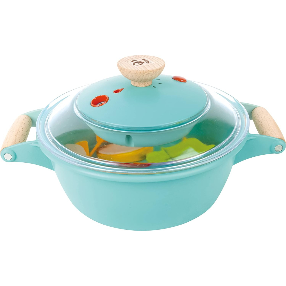 Hape Set Cucina a Vapore – Pentola Interattiva con Cibo Giocattolo